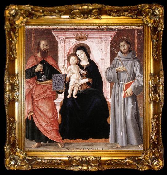 framed  ANTONIAZZO ROMANO Madonna Enthroned with the Infant Christ and Saints jj, ta009-2